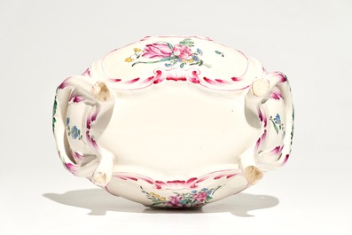A French faience de l'Est tureen and cover on stand, 19th C.